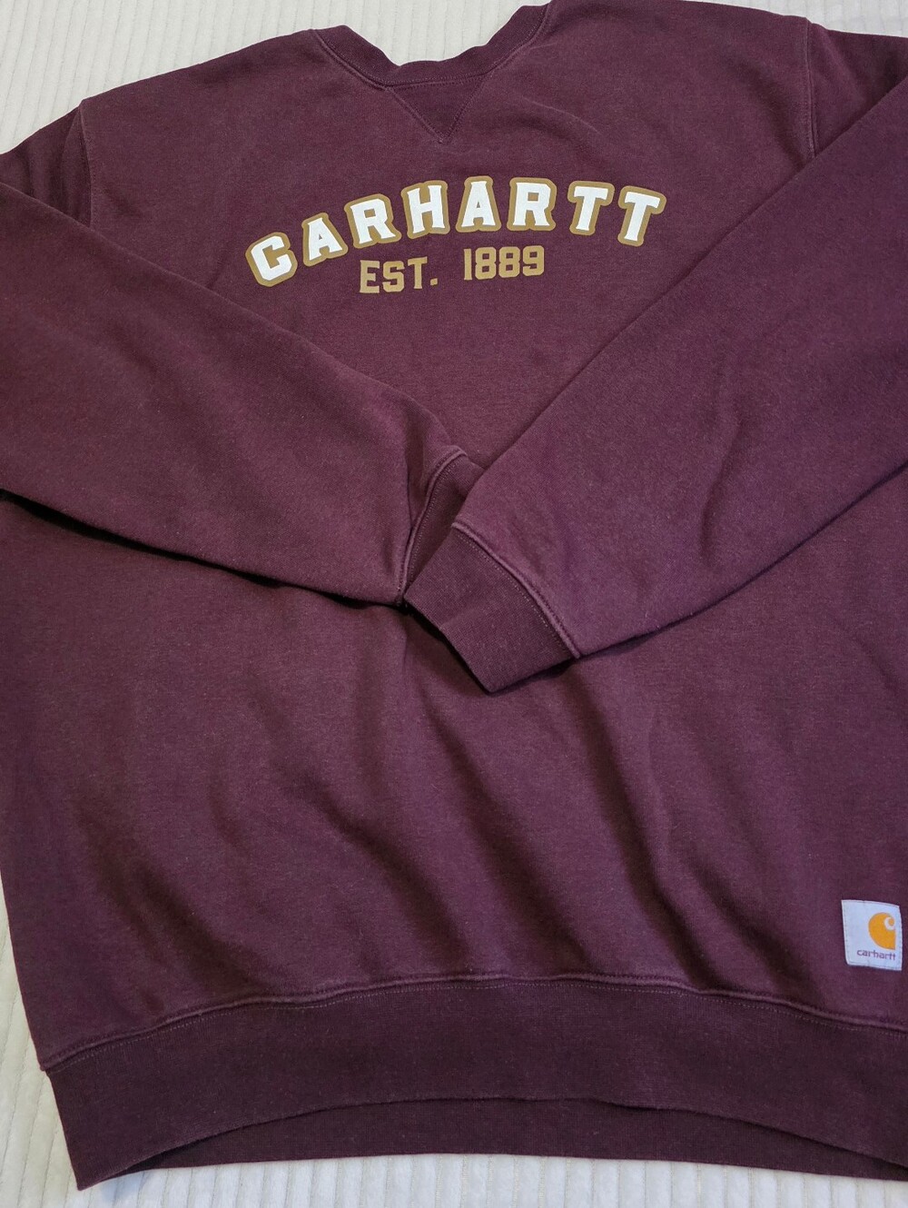 Carhartt Men's Maroon Logo Crewneck Sweater